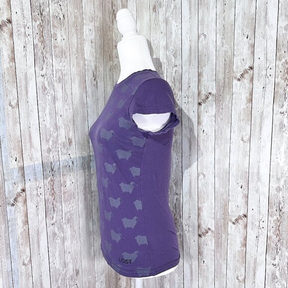 Lost Short Sleeve Graphic Tee | Purple | Crew Neck | Small | Novelty | Y2K - Picture 2 of 12